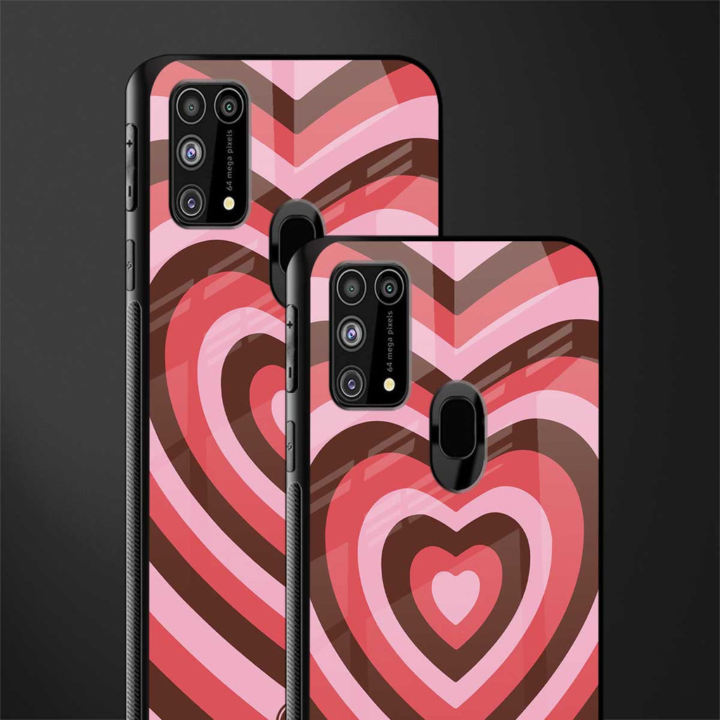 y2k red pink brown hearts aesthetic glass case for samsung galaxy m31 prime edition image-2