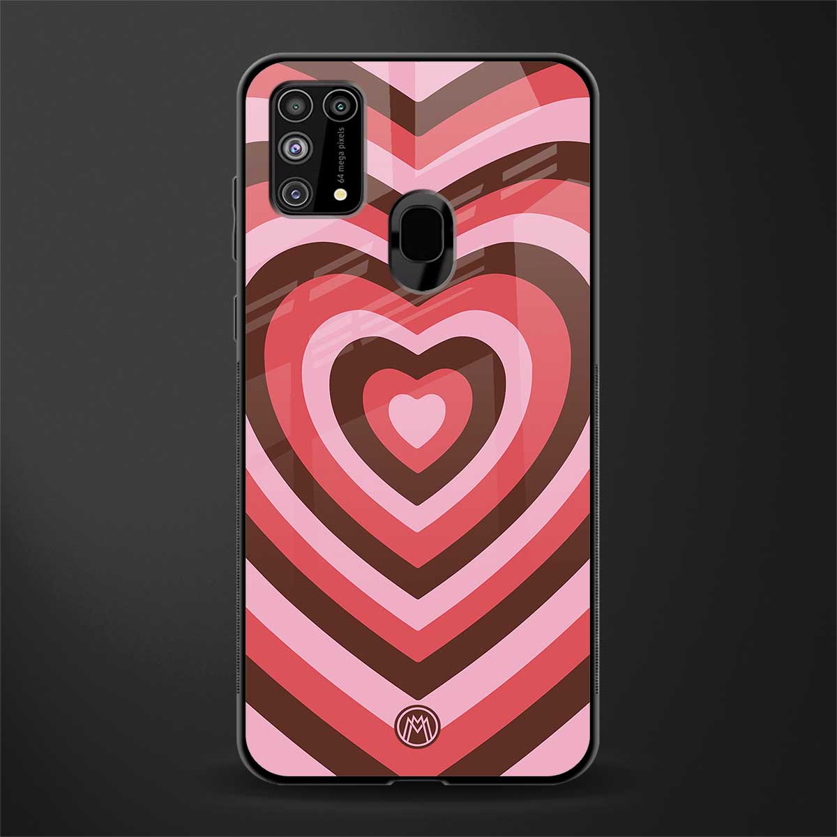 y2k red pink brown hearts aesthetic glass case for samsung galaxy f41 image