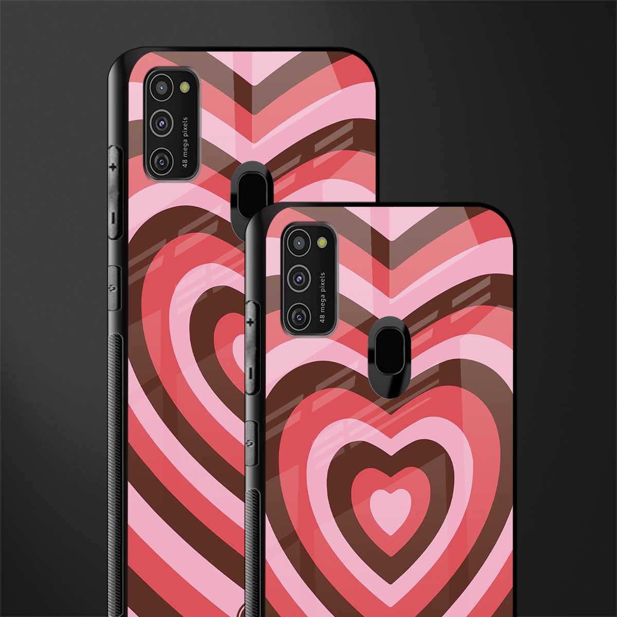 y2k red pink brown hearts aesthetic glass case for samsung galaxy m21 image-2