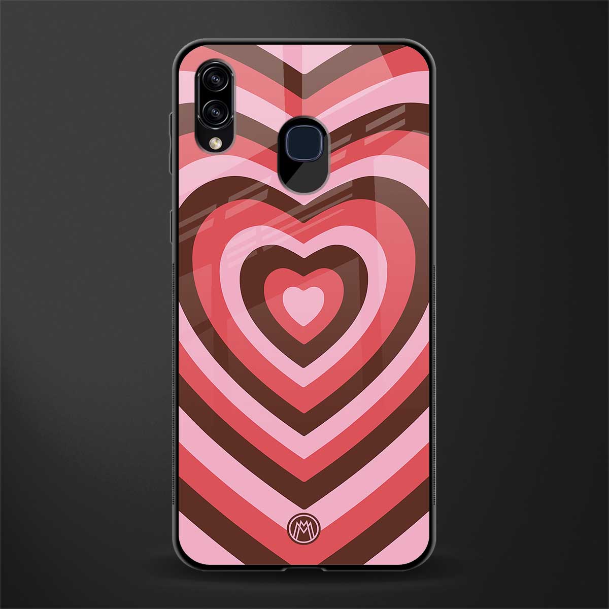 y2k red pink brown hearts aesthetic glass case for samsung galaxy m10s image