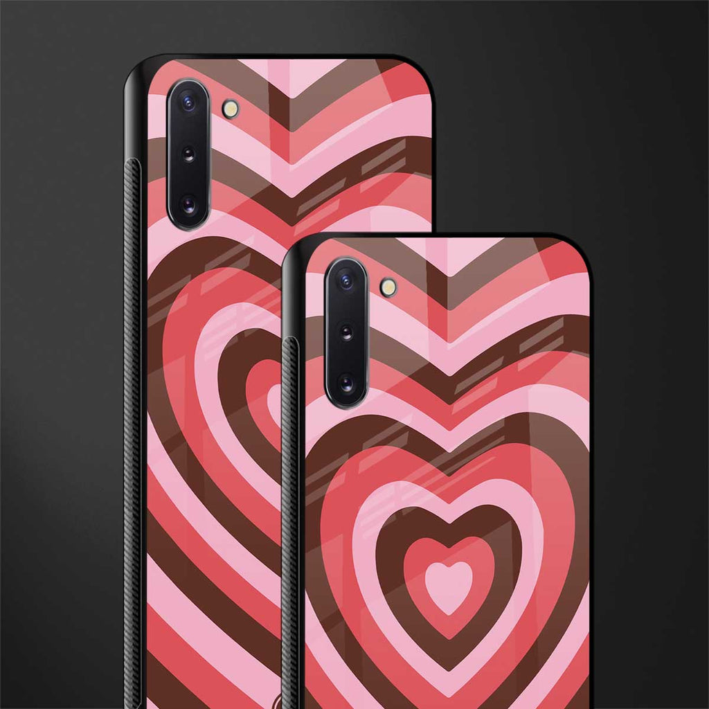 y2k red pink brown hearts aesthetic glass case for samsung galaxy note 10 image-2