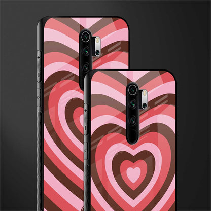 y2k red pink brown hearts aesthetic glass case for redmi note 8 pro image-2