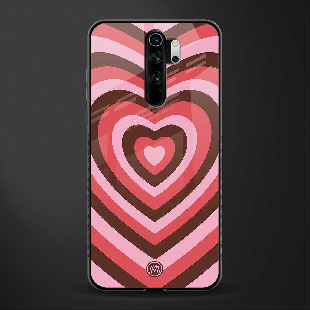 y2k red pink brown hearts aesthetic glass case for redmi note 8 pro image