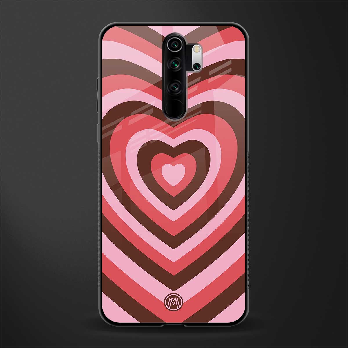 y2k red pink brown hearts aesthetic glass case for redmi note 8 pro image