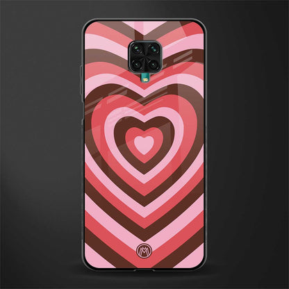 y2k red pink brown hearts aesthetic glass case for redmi note 9 pro image