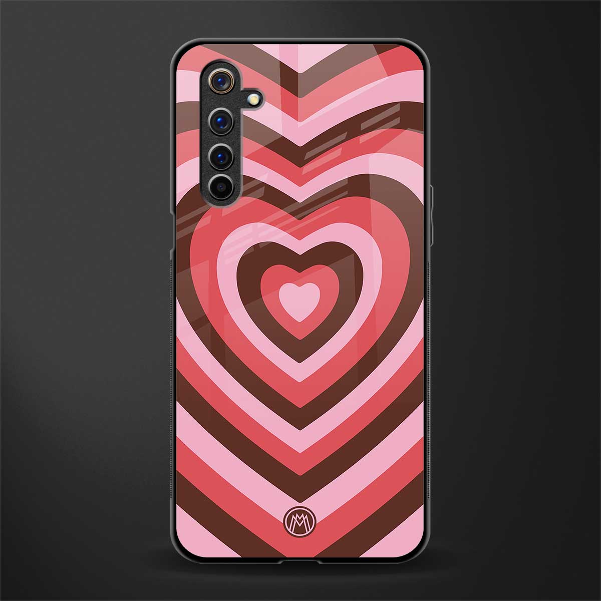 y2k red pink brown hearts aesthetic glass case for realme 6 pro image