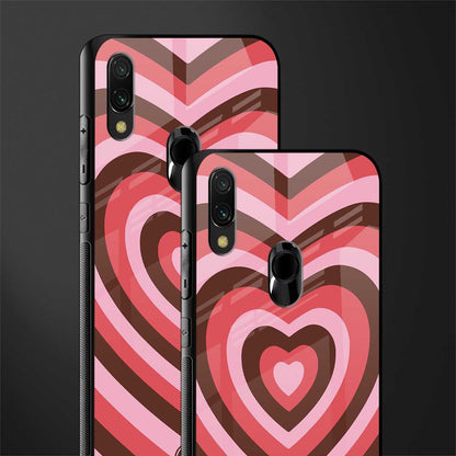 y2k red pink brown hearts aesthetic glass case for redmi note 7 image-2