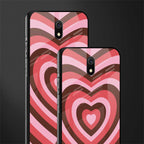 y2k red pink brown hearts aesthetic glass case for redmi 8a image-2