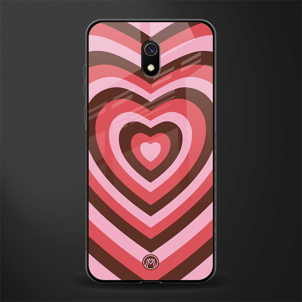 y2k red pink brown hearts aesthetic glass case for redmi 8a image