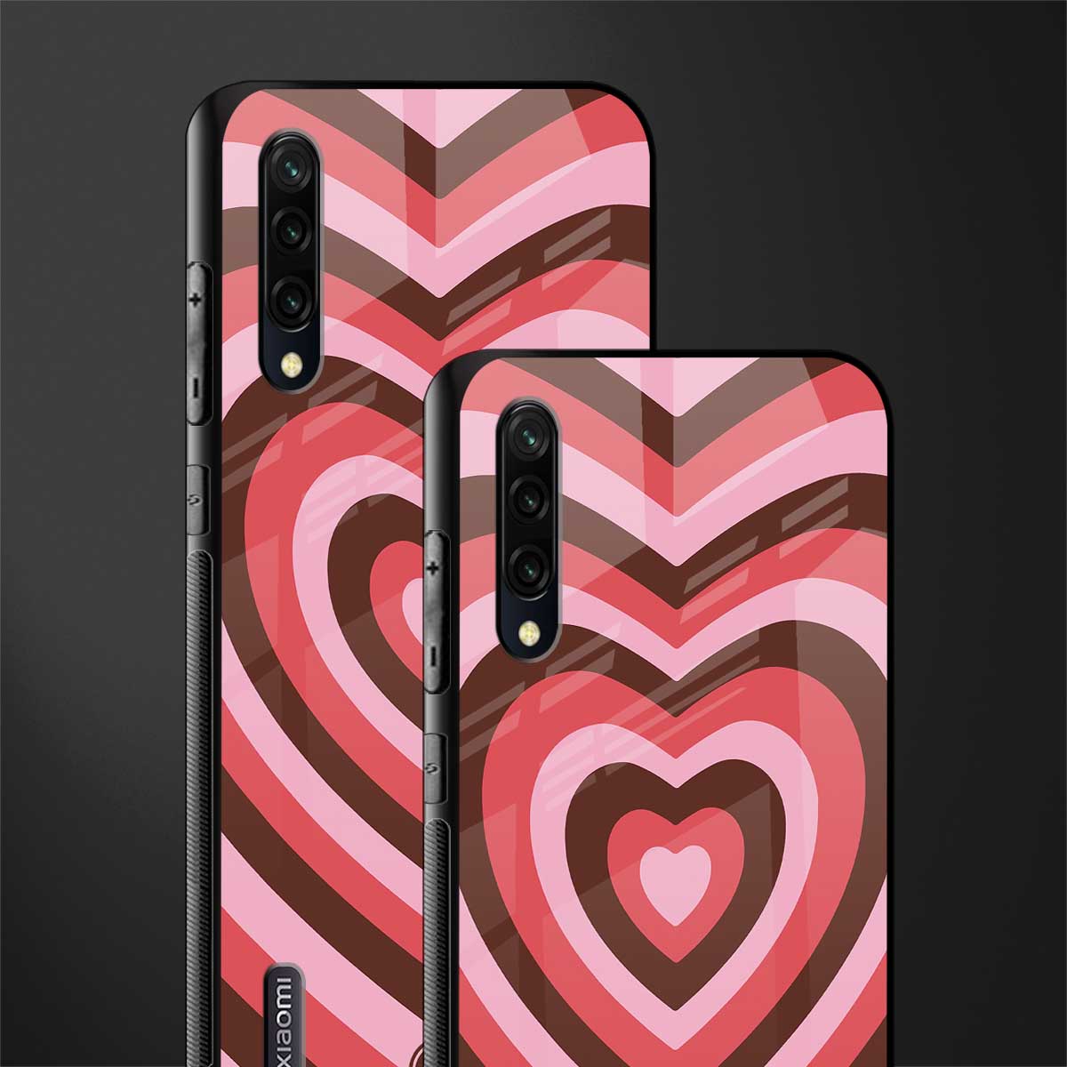 y2k red pink brown hearts aesthetic glass case for mi a3 redmi a3 image-2