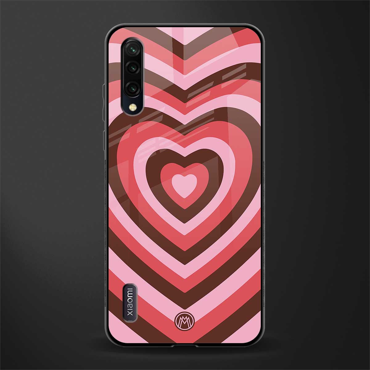 y2k red pink brown hearts aesthetic glass case for mi a3 redmi a3 image
