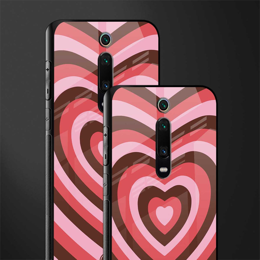 y2k red pink brown hearts aesthetic glass case for redmi k20 image-2