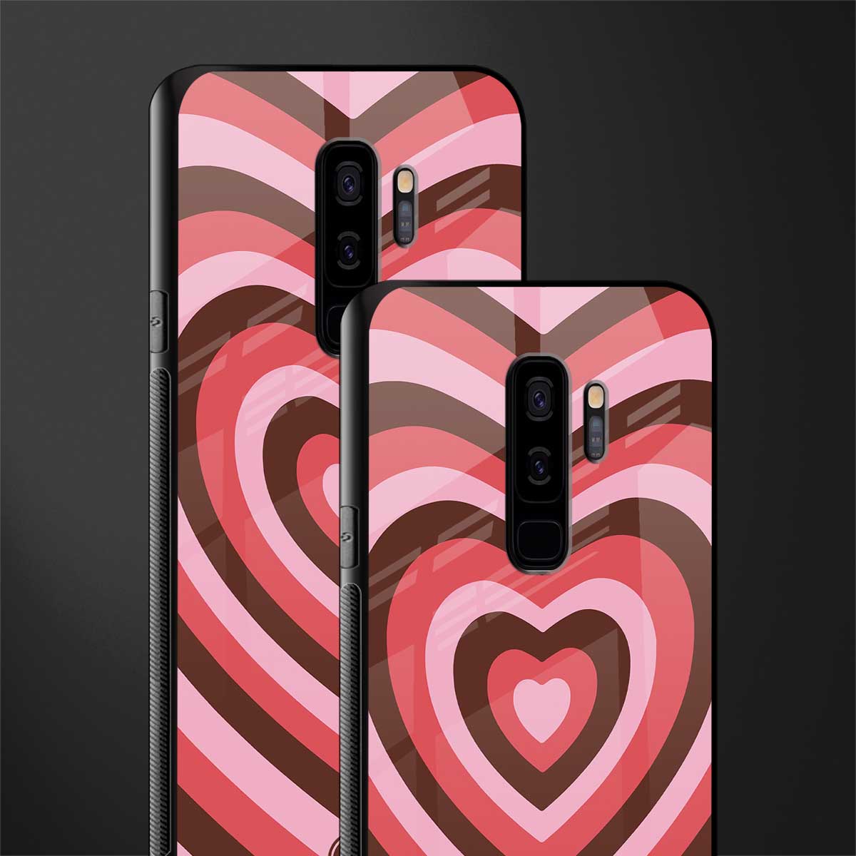 y2k red pink brown hearts aesthetic glass case for samsung galaxy s9 plus image-2