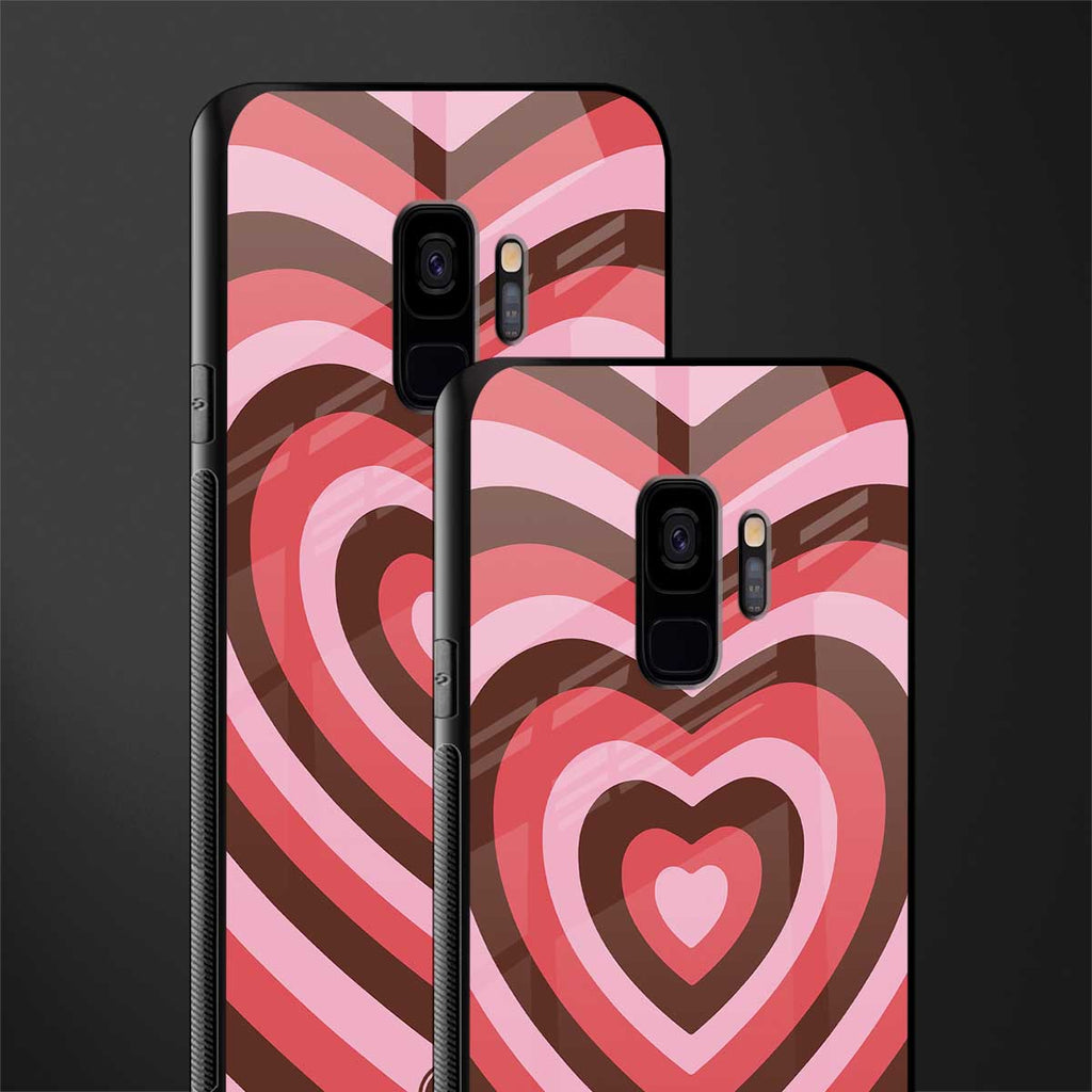 y2k red pink brown hearts aesthetic glass case for samsung galaxy s9 image-2