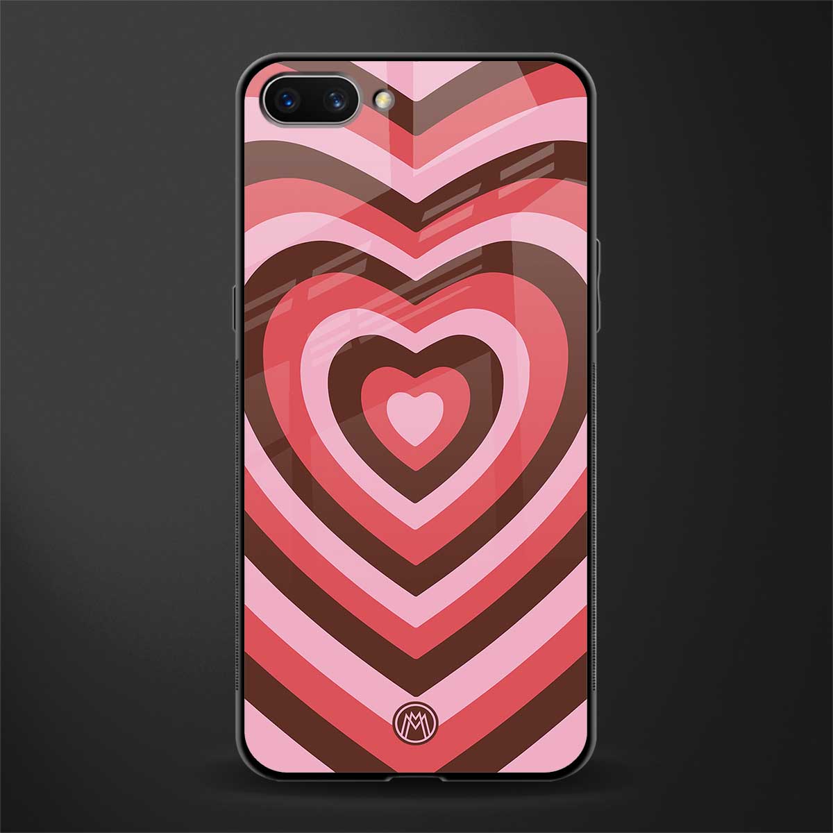 y2k red pink brown hearts aesthetic glass case for oppo a3s image