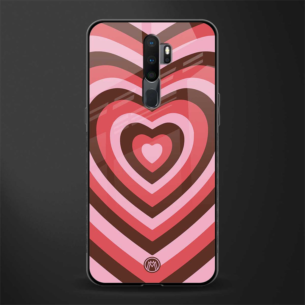 y2k red pink brown hearts aesthetic glass case for oppo a5 2020 image