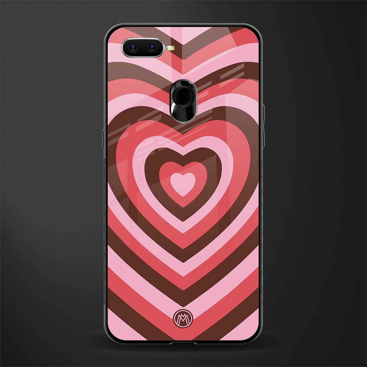 y2k red pink brown hearts aesthetic glass case for oppo a7 image