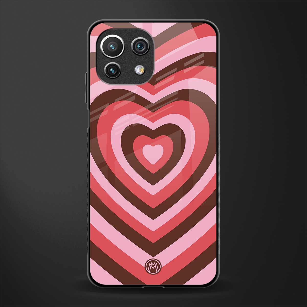 y2k red pink brown hearts aesthetic glass case for mi 11 lite image