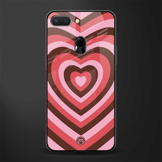 y2k red pink brown hearts aesthetic glass case for oppo a5 image