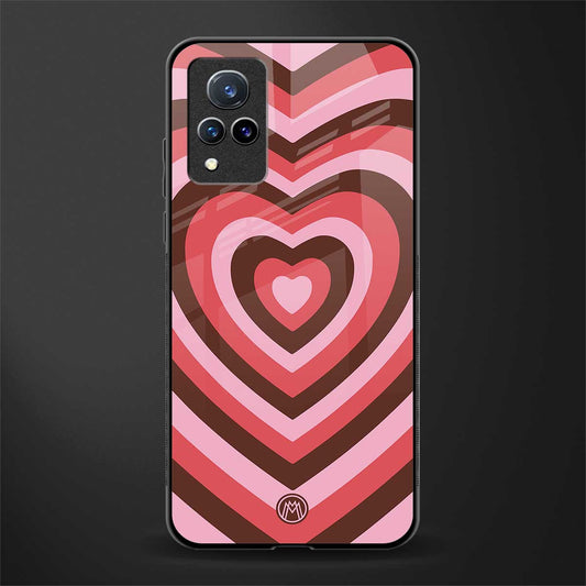 y2k red pink brown hearts aesthetic glass case for vivo v21 5g image