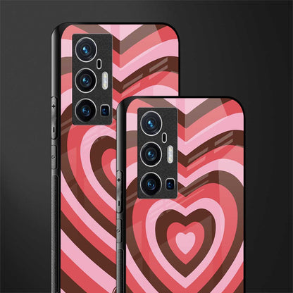 y2k red pink brown hearts aesthetic glass case for vivo x70 pro plus image-2
