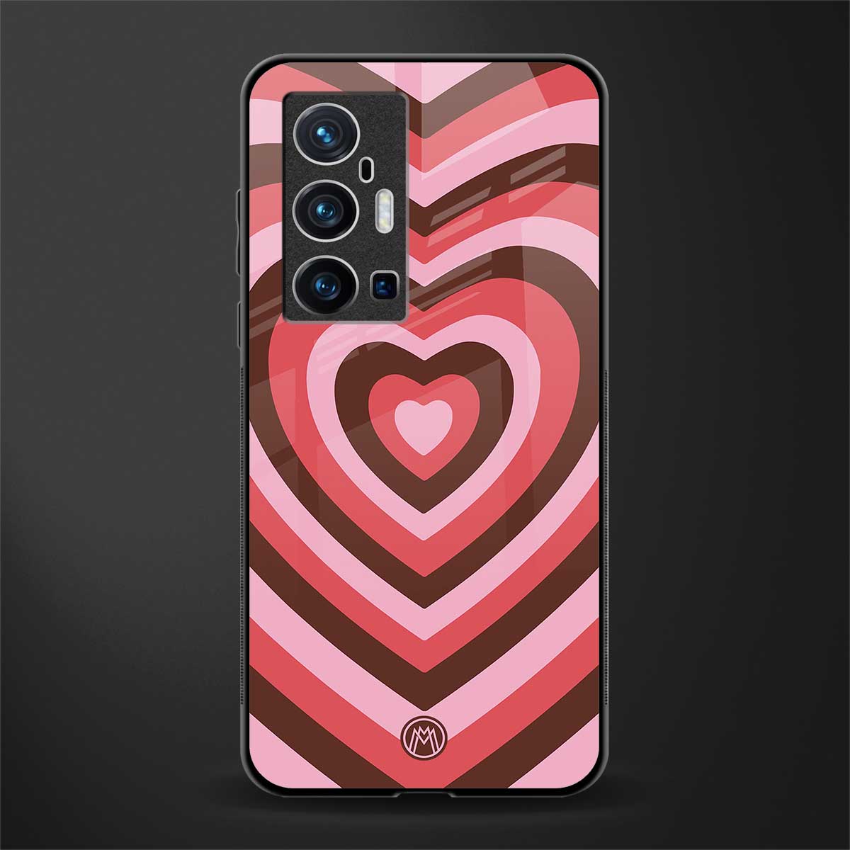 y2k red pink brown hearts aesthetic glass case for vivo x70 pro plus image