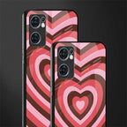 y2k red pink brown hearts aesthetic glass case for oppo reno7 5g image-2