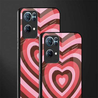 y2k red pink brown hearts aesthetic glass case for oppo reno7 pro 5g image-2
