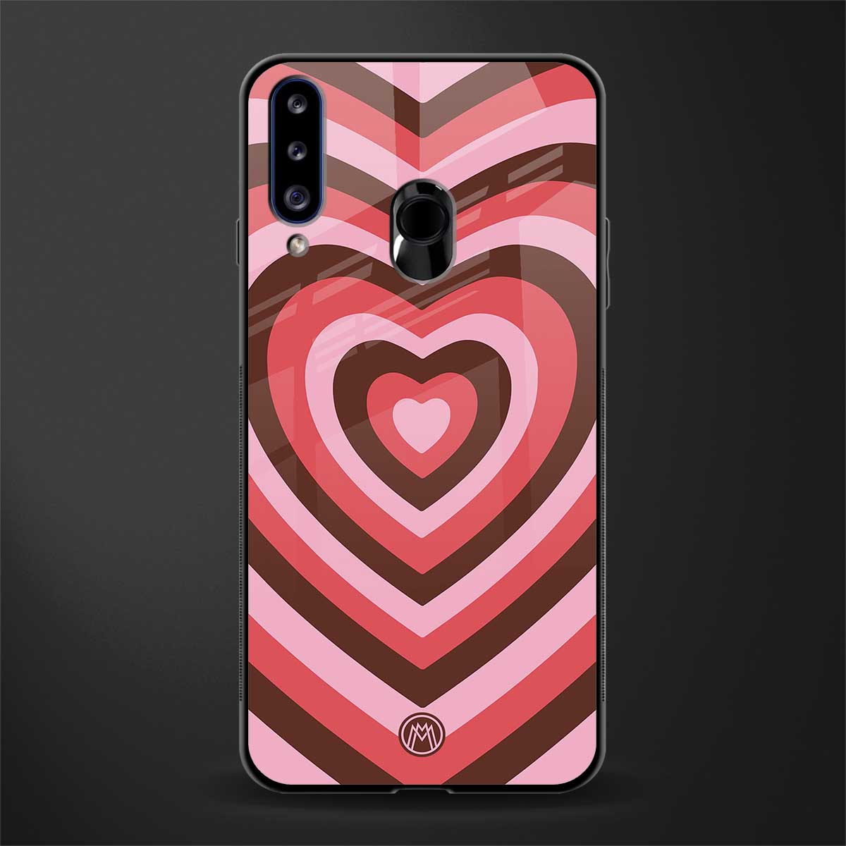 y2k red pink brown hearts aesthetic glass case for samsung galaxy a20s image