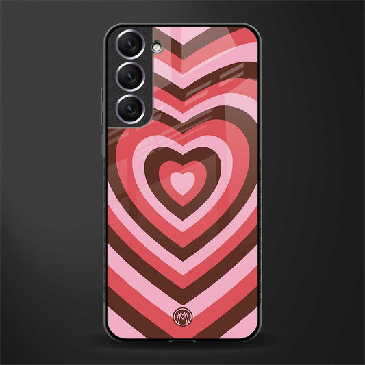 y2k red pink brown hearts aesthetic glass case for samsung galaxy s21 plus image