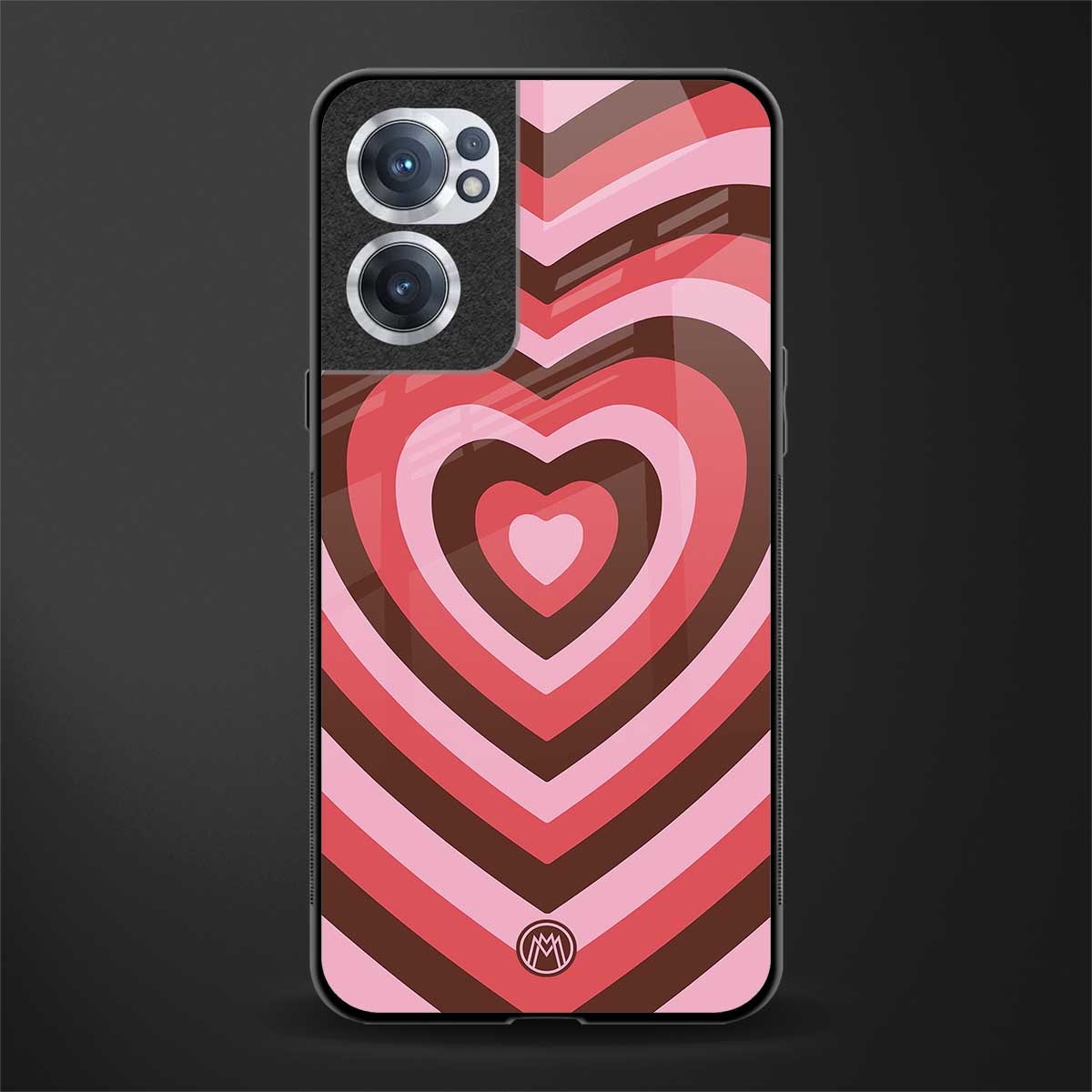 y2k red pink brown hearts aesthetic glass case for oneplus nord ce 2 5g image