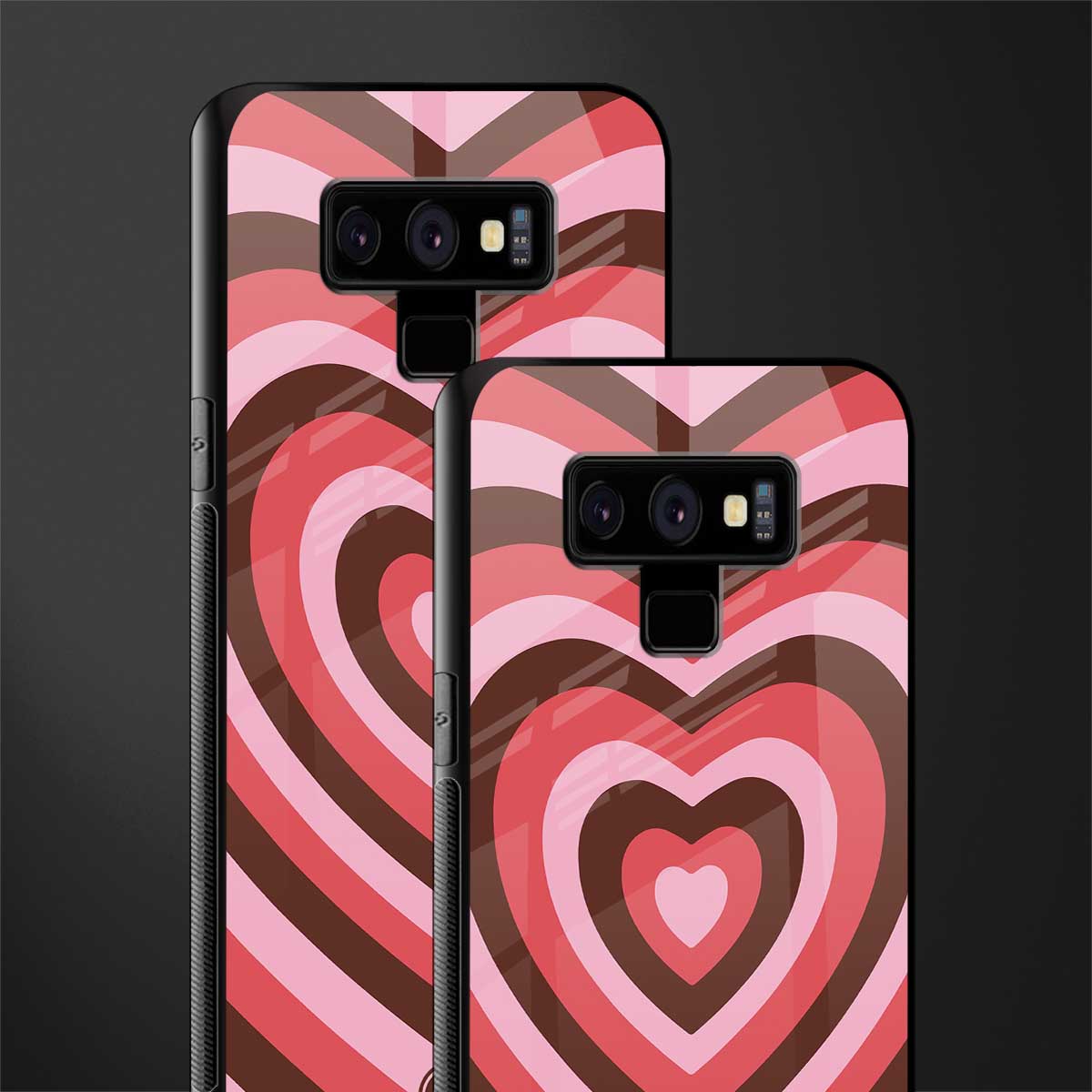 y2k red pink brown hearts aesthetic glass case for samsung galaxy note 9 image-2