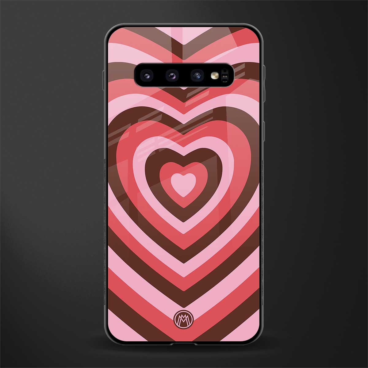 y2k red pink brown hearts aesthetic glass case for samsung galaxy s10 plus image