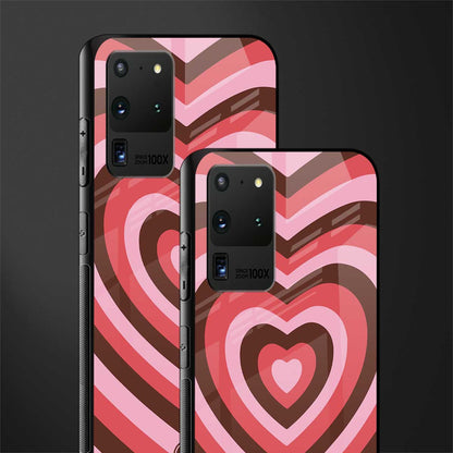 y2k red pink brown hearts aesthetic glass case for samsung galaxy s20 ultra image-2