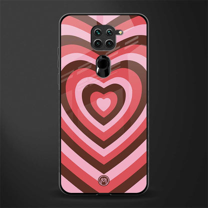 y2k red pink brown hearts aesthetic glass case for redmi note 9 image
