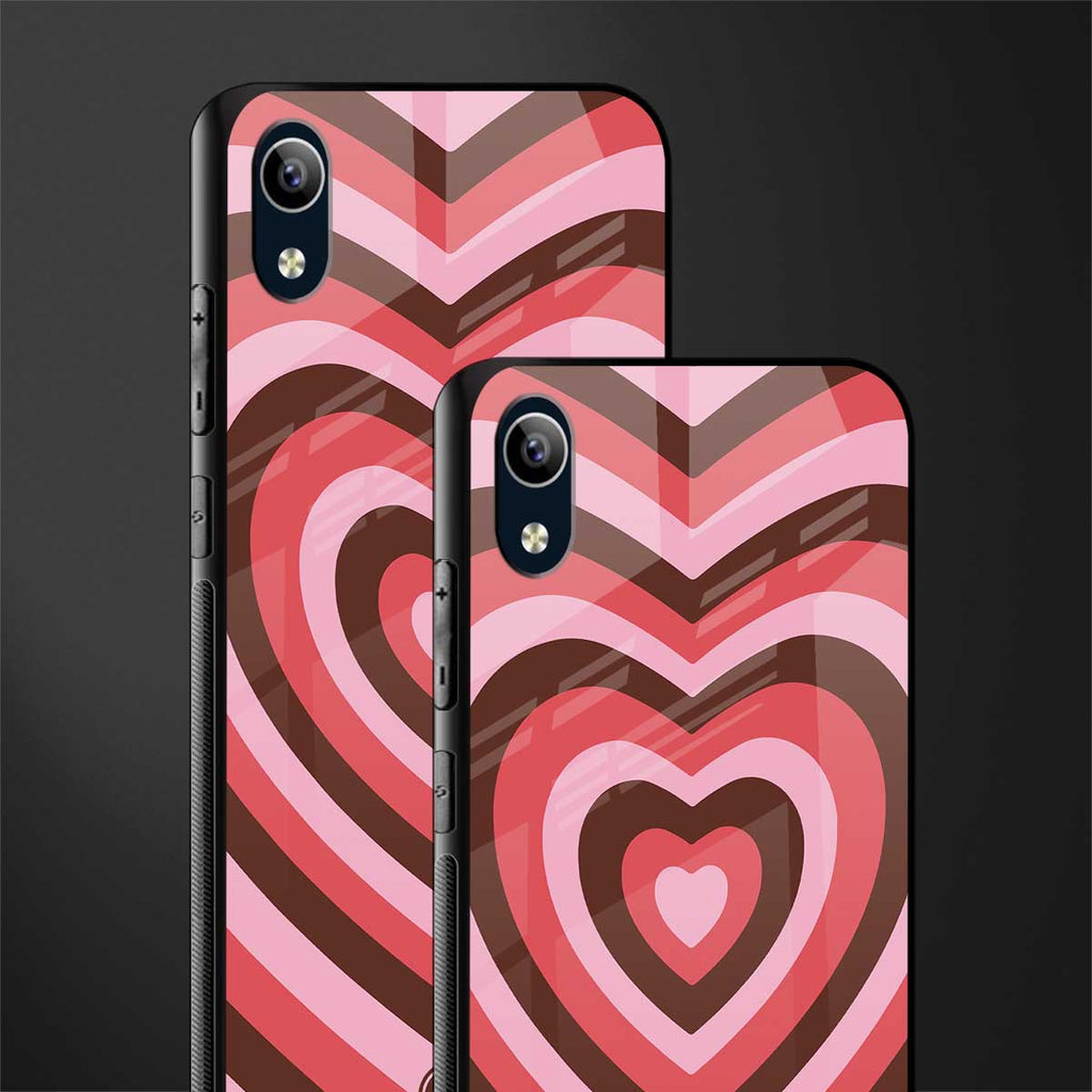 y2k red pink brown hearts aesthetic glass case for vivo y91i image-2