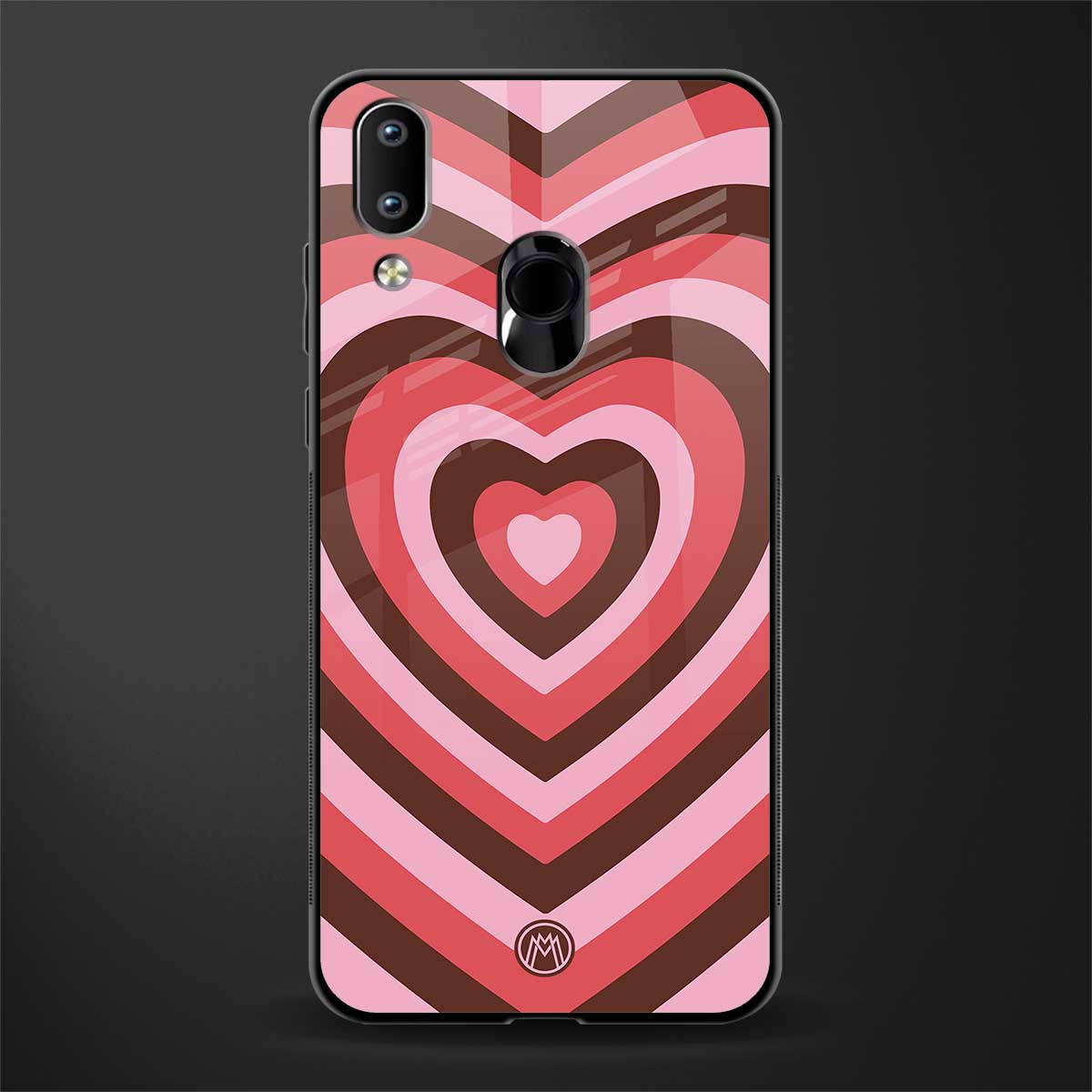 y2k red pink brown hearts aesthetic glass case for vivo y93 image