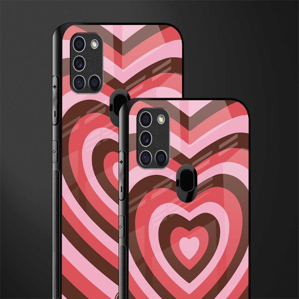 y2k red pink brown hearts aesthetic glass case for samsung galaxy a21s image-2