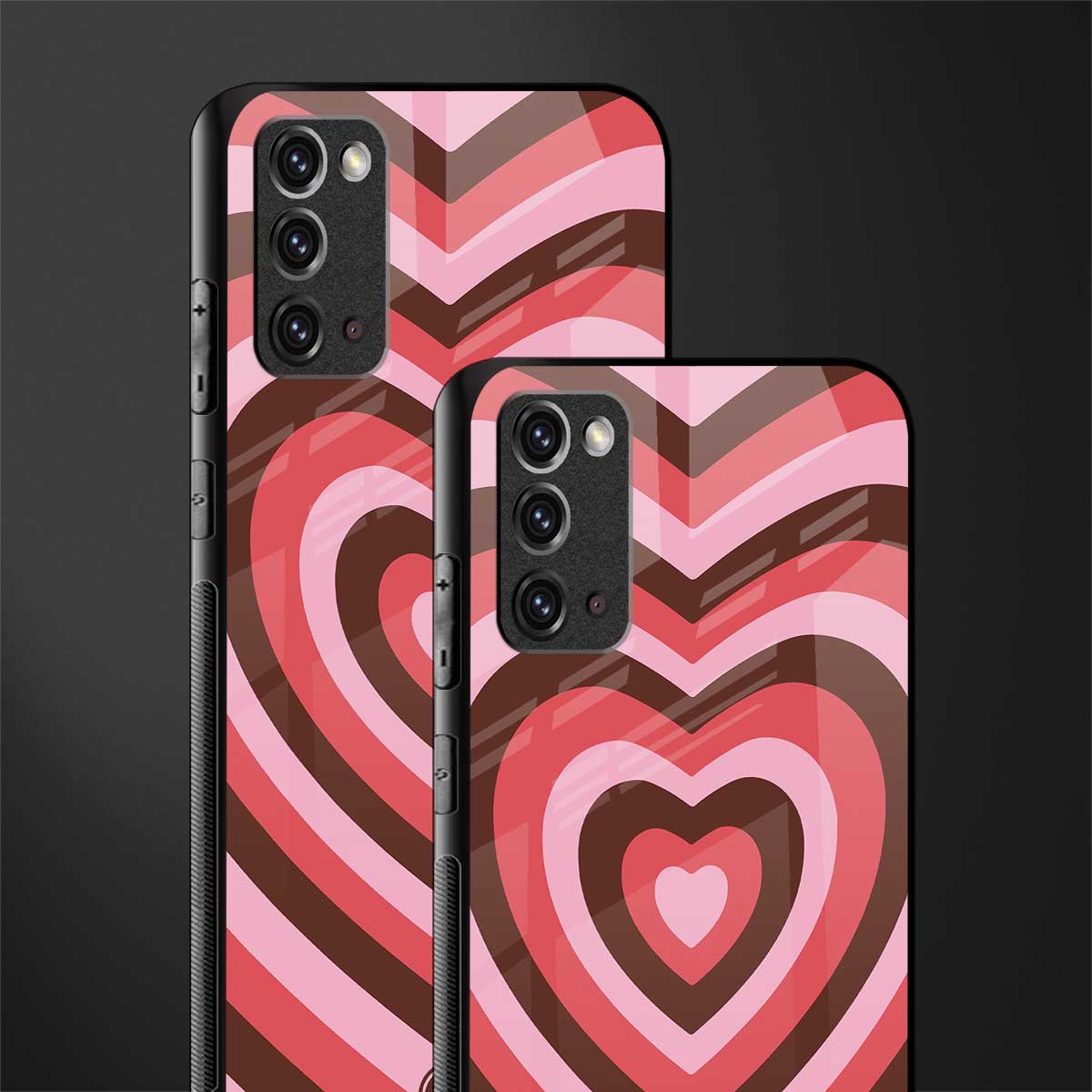 y2k red pink brown hearts aesthetic glass case for samsung galaxy note 20 image-2