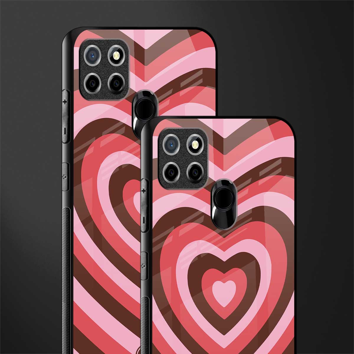 y2k red pink brown hearts aesthetic glass case for realme c25 realme c25s image-2