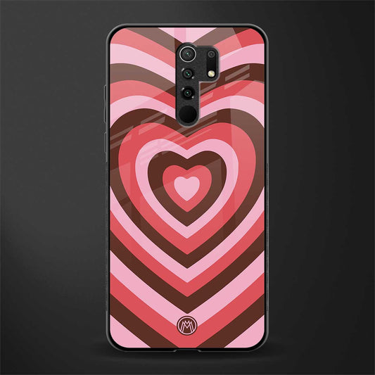 y2k red pink brown hearts aesthetic glass case for redmi 9 prime image