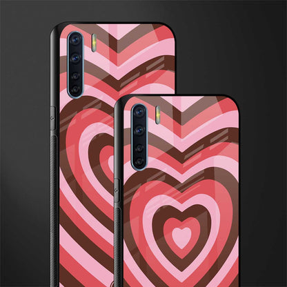 y2k red pink brown hearts aesthetic glass case for oppo f15 image-2