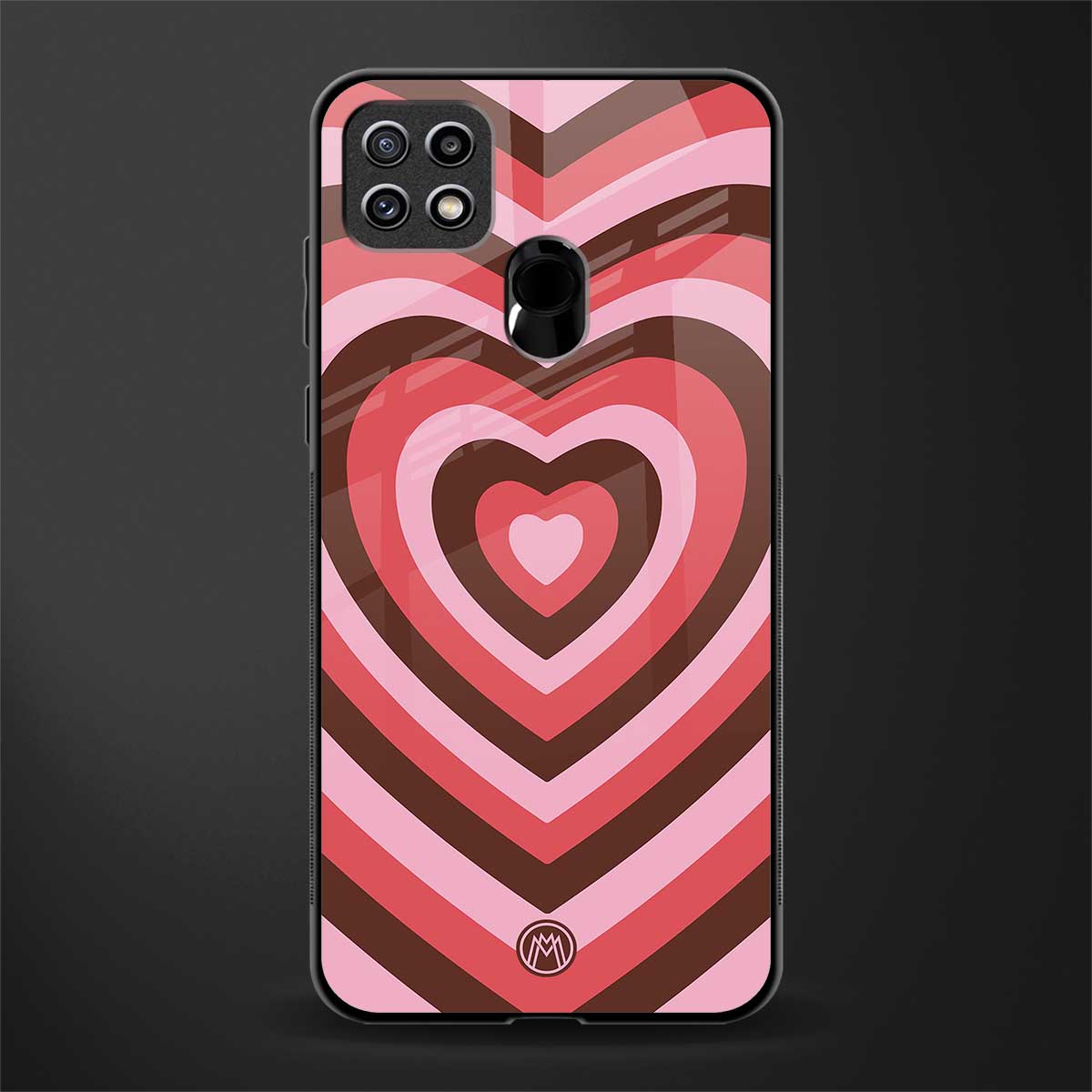 y2k red pink brown hearts aesthetic glass case for oppo a15s image