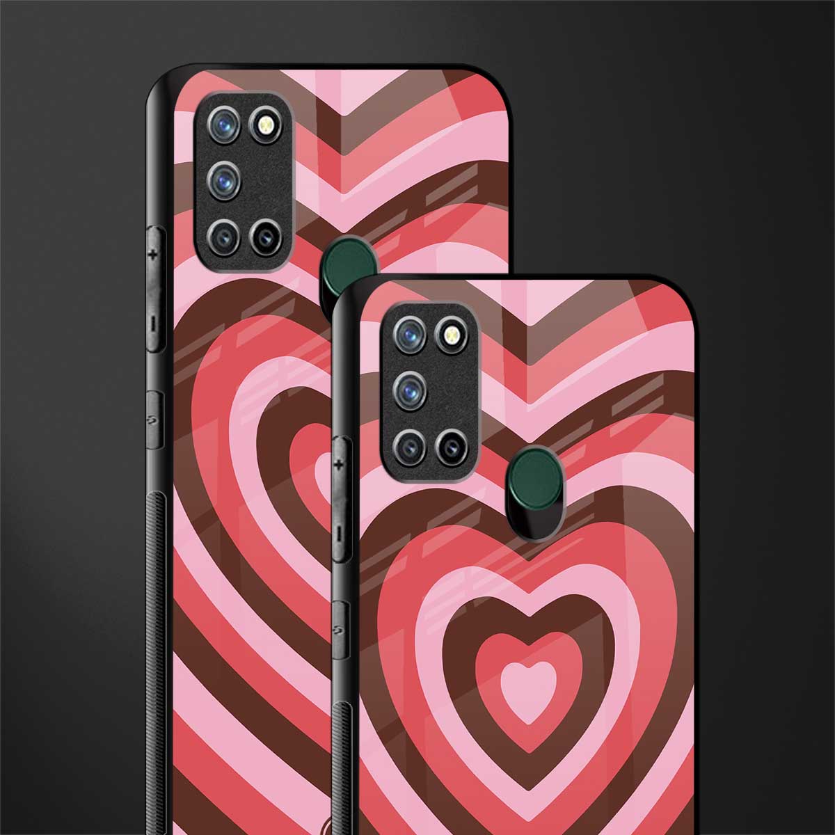y2k red pink brown hearts aesthetic glass case for realme 7i image-2
