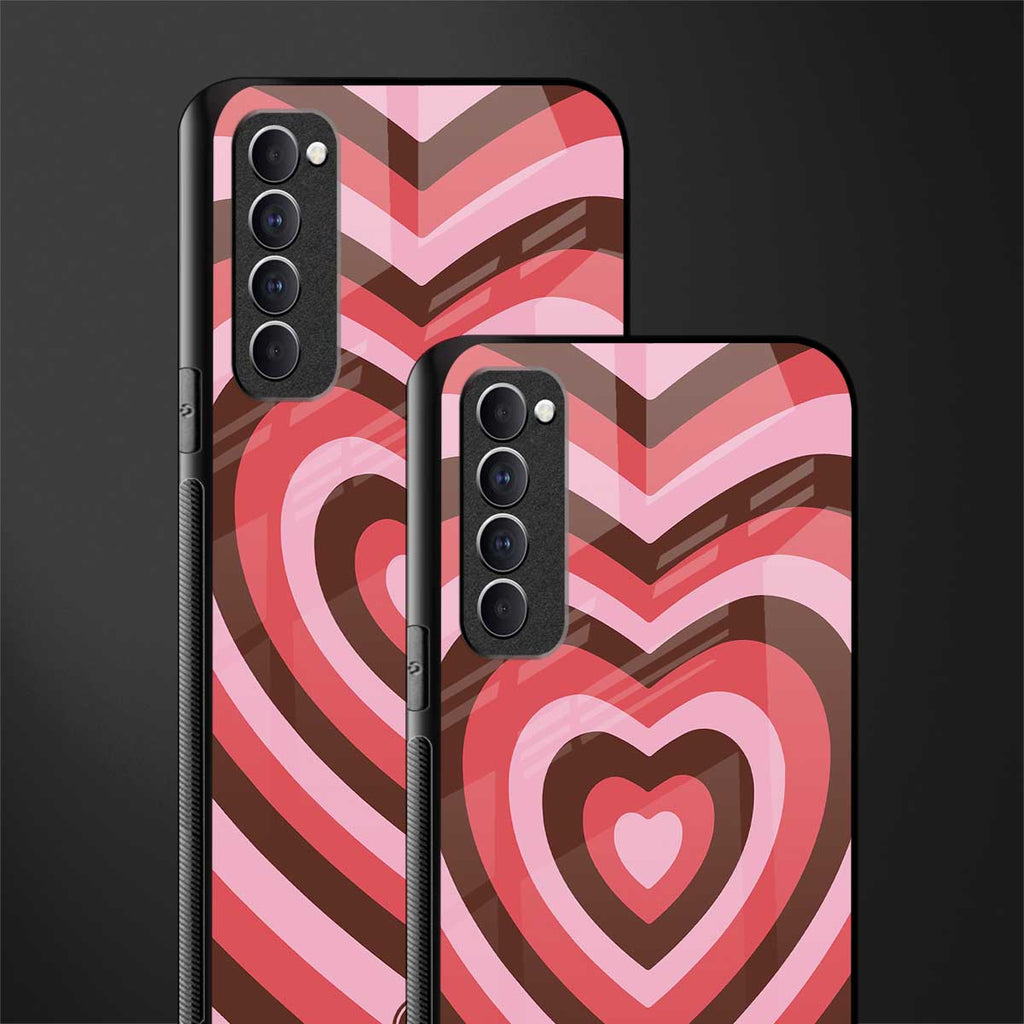 y2k red pink brown hearts aesthetic glass case for oppo reno 4 pro image-2