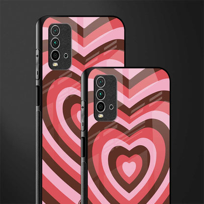 y2k red pink brown hearts aesthetic glass case for redmi 9 power image-2