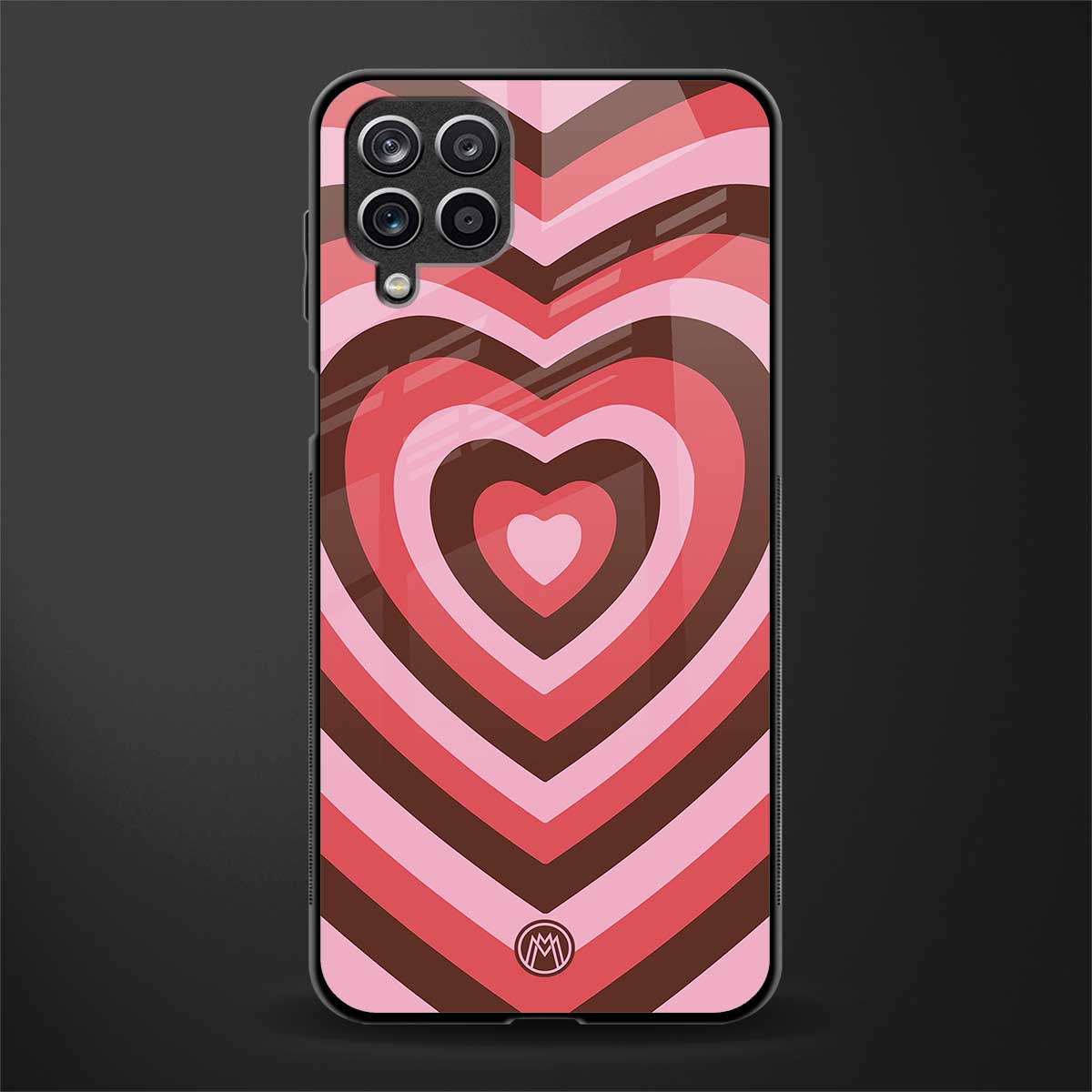 y2k red pink brown hearts aesthetic glass case for samsung galaxy a12 image