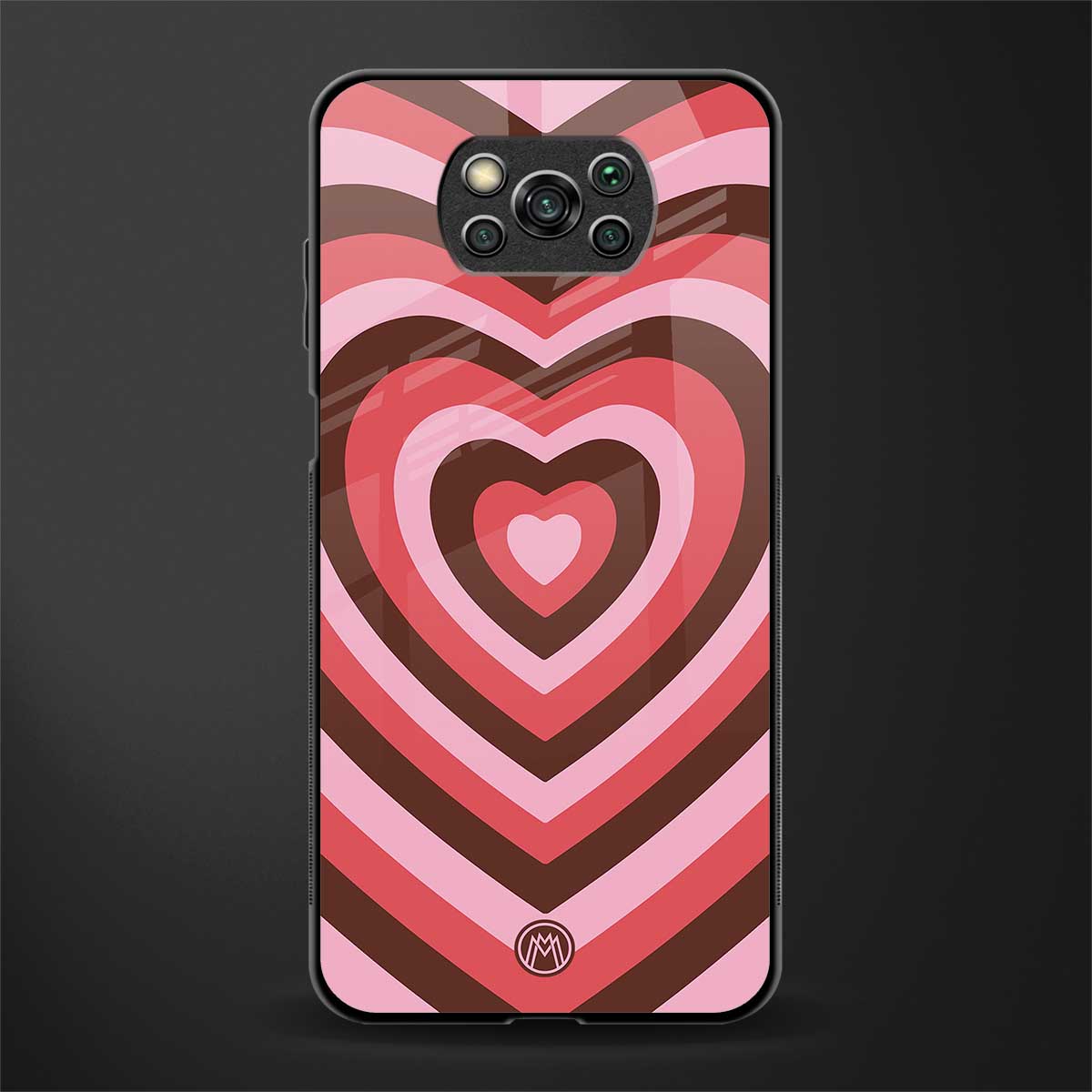 y2k red pink brown hearts aesthetic glass case for poco x3 pro image