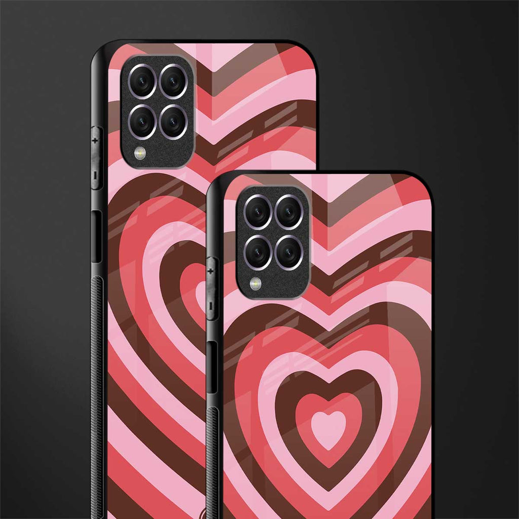 y2k red pink brown hearts aesthetic glass case for samsung galaxy f62 image-2