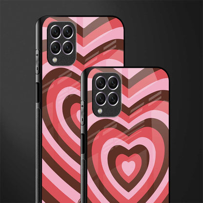 y2k red pink brown hearts aesthetic glass case for samsung galaxy f62 image-2